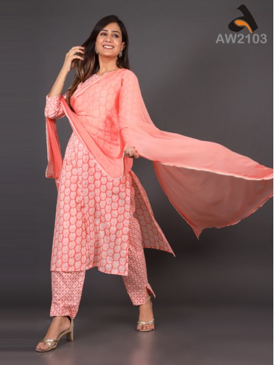 Coral Pink Ethnic Booti...
