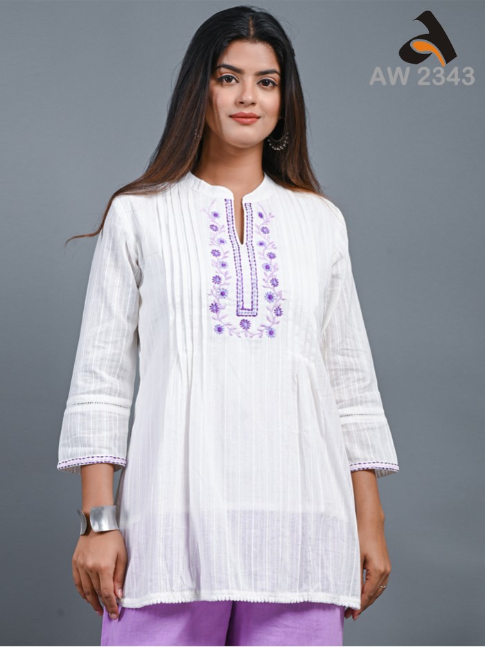 Buy White Cotton Hand Block Printed Short Kurti After Six Wear Online at  Best Price | Cbazaar